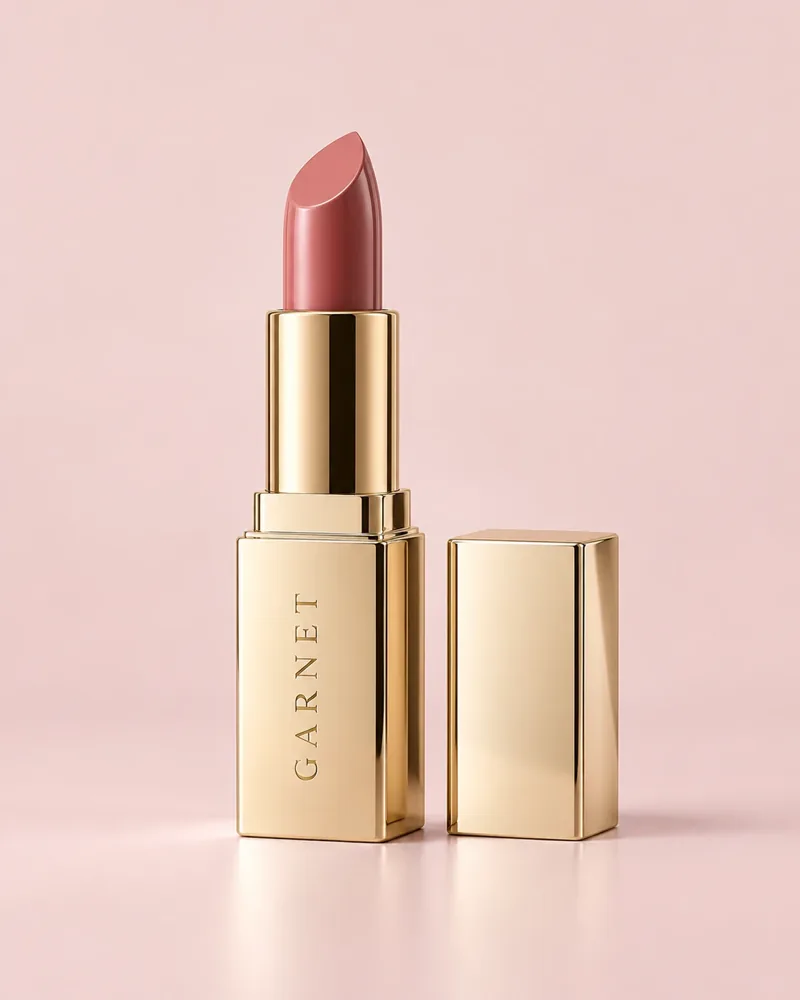 Batom Garnet rosa-nude em estojo dourado